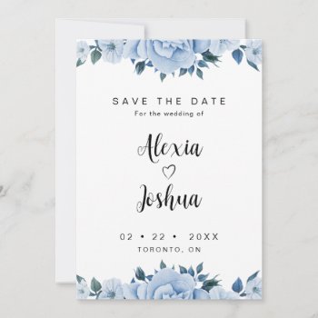 Blue Roses Save The Date Invitation by Naokko at Zazzle