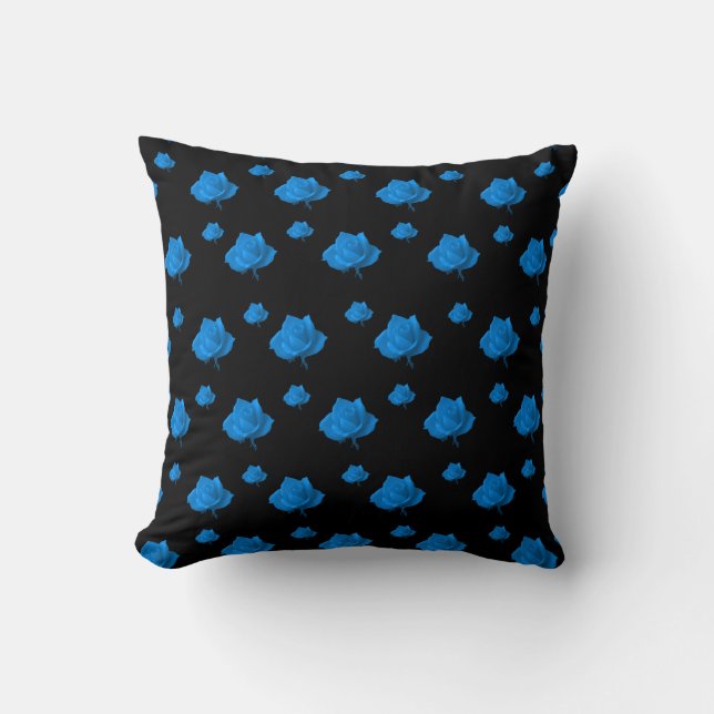 Blue Roses Throw Pillow (Front)