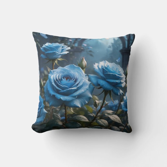 Blue Roses  Throw Pillow (Front)
