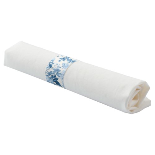 Blue Roses Vintage Botanical Garden Napkin Bands