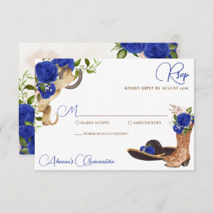 Blue Roses Vintage Charro Western Quinceanera RSVP