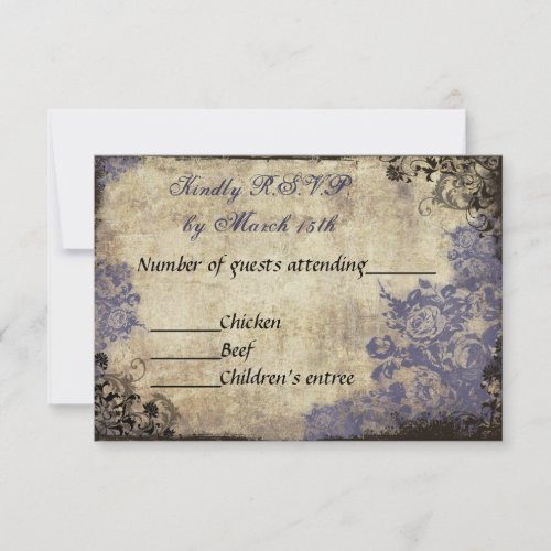 Blue Roses Vintage Wedding RSVP