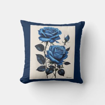 Blue Roses Watercolor Throw Pillow by Irisangel at Zazzle