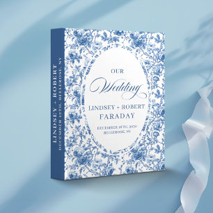 Blue Roses Wedding Album Keepsake Navy Floral Gift 3 Ring Binder