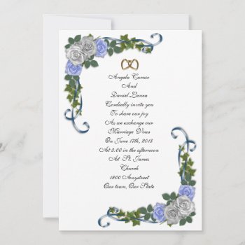 Blue Roses Wedding Invitation Elegant by Irisangel at Zazzle