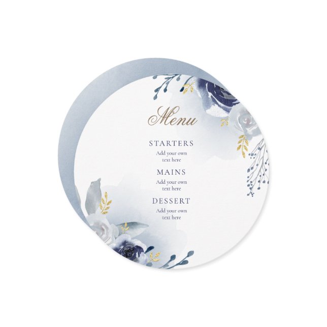 Blue roses wedding Menu (Front/Back In Situ)