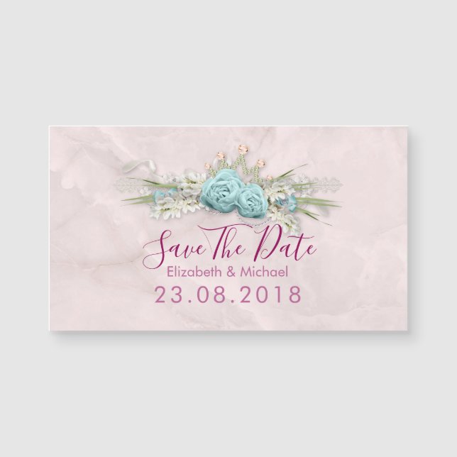 Blue Roses Wedding Save The Date (Front)