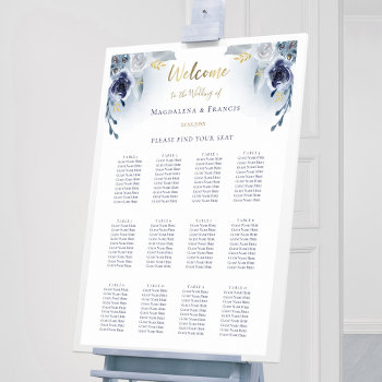 Blue Roses Wedding Seating Chart by amoredesign at Zazzle