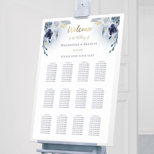 blue roses wedding seating chart (Creator Uploaded)