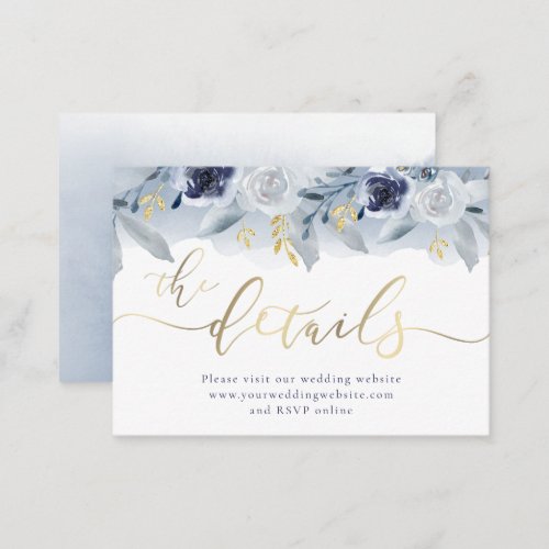 Blue Roses Wedding Website Enclosure Card