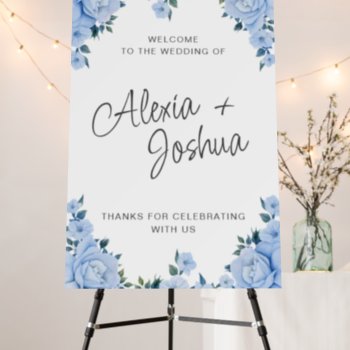 Blue Roses Wedding Welcome Sign by Naokko at Zazzle