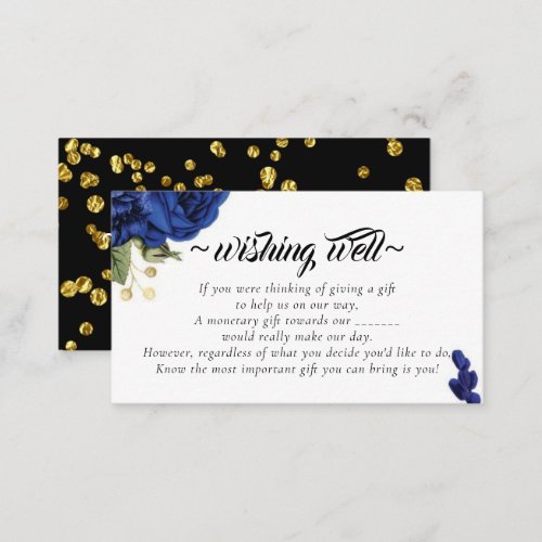 Blue Roses Wishing Well for Wedding Enclosure Card