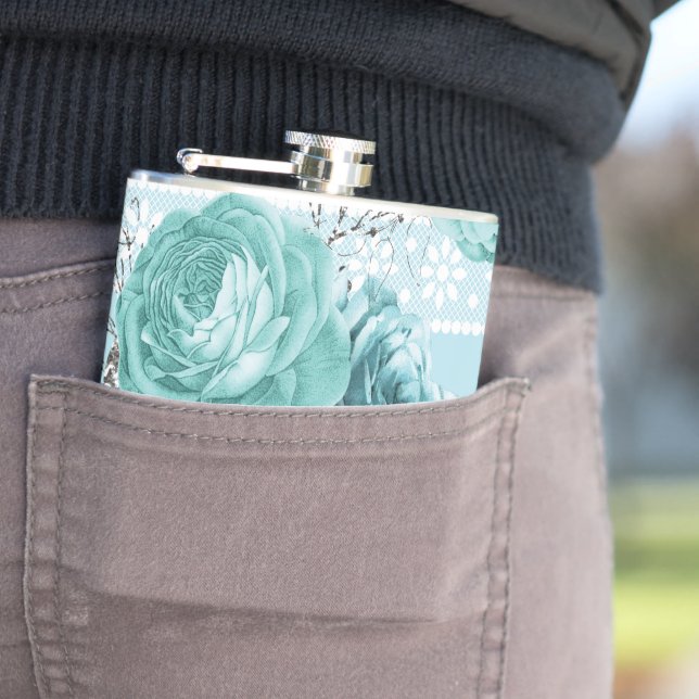 Blue Roses with Lace Flask (In Situ)