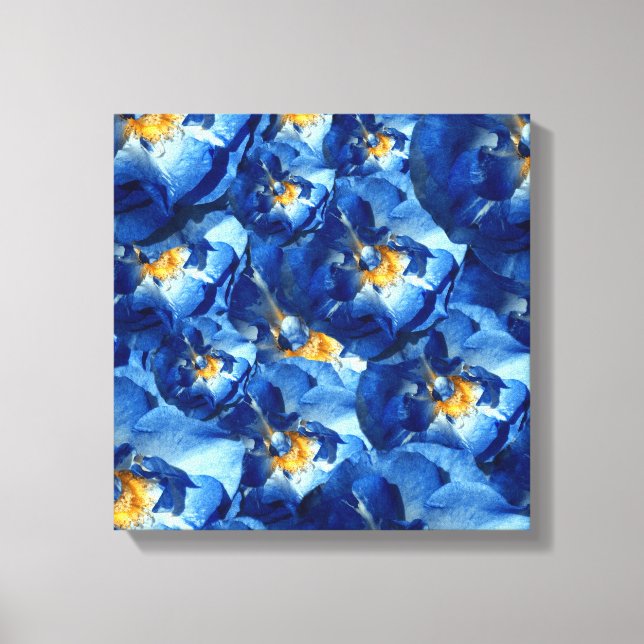 Blue Roses Wrapped Canvas Print (Front)