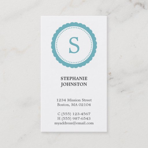 Customizable Blue rosette monogram elegant personal calling business card templates