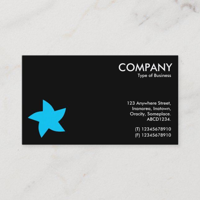 Blue Rotating Star Symbol - Black Business Card (Front)