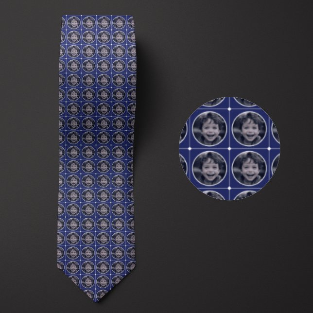 Blue Round 1-Photo Pattern Neck Tie (Creator Uploaded)