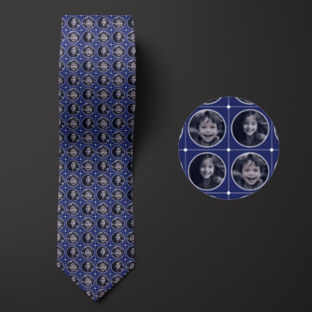 Blue Round 2-Photo Pattern Neck Tie (Creator Uploaded)