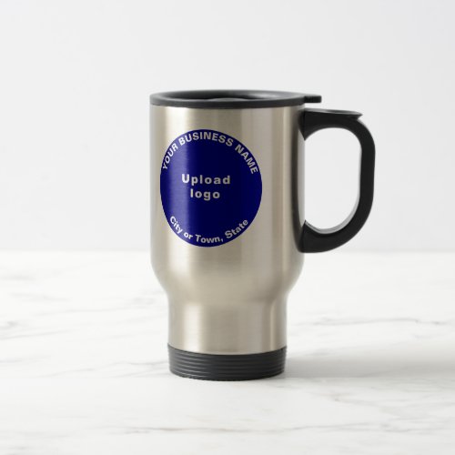 Blue Round Business Brand on Stainless Travel Mug