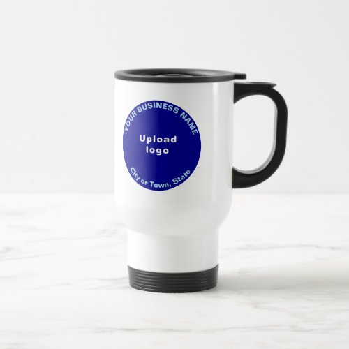 Blue Round Business Brand on Travel Mug