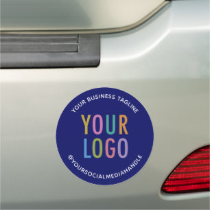 Blue Round Circle Car Magnetic Sign Custom Logo 7"