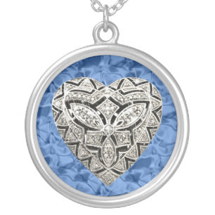 Blue Round Elegant Designer Heart Necklace