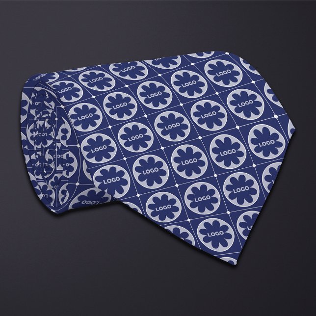 Blue Round Logo Pattern Neck Tie (Creator Uploaded)