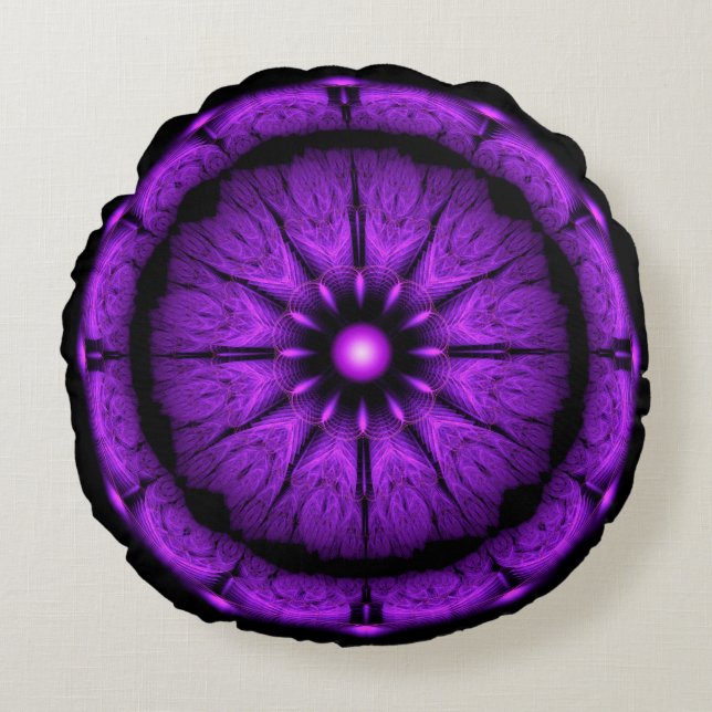 Blue round sacred fabulous ornament pillow (Front)