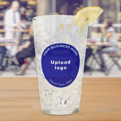 Blue Round Shape Business Brand on Glass Cup