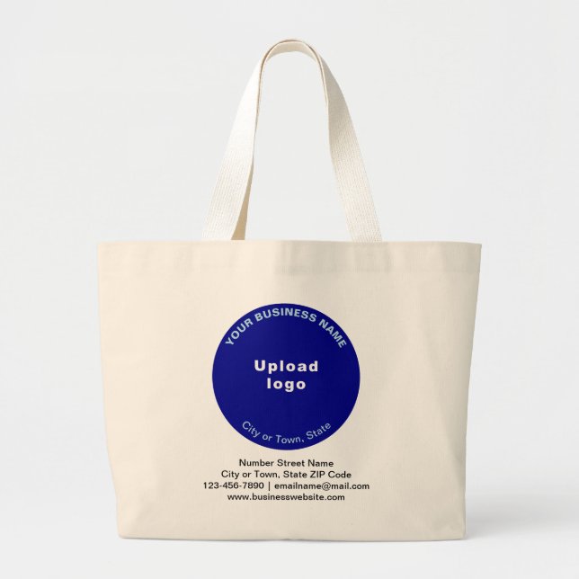 Blue Round Shape Business Brand on Jumbo Tote Bag (Front)