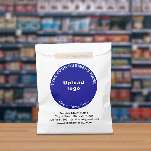 Blue Round Shape Business Brand on Paper Bag