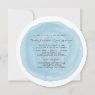 Blue Round Watercolor Wedding Invite