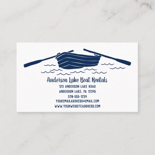 Blue Rowboat Boat Rentals Lake Themed Business Card