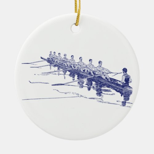 Blue Rowing Rowers Crew Team Water Sports 3 Ceramic Ornament