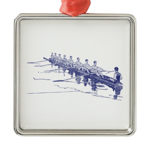 Blue Rowing Rowers Crew Team Water Sports #3 Metal Ornament