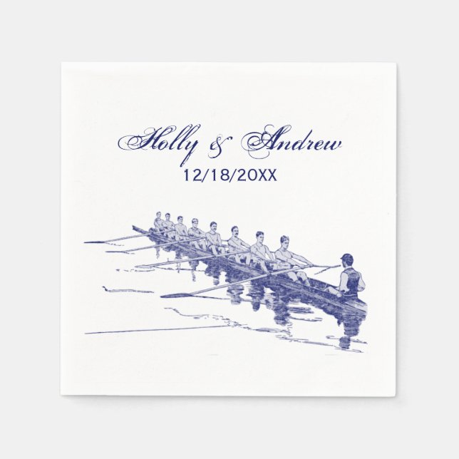 Blue Rowing Rowers Crew Team Water Sports #3 Napkins (Front)