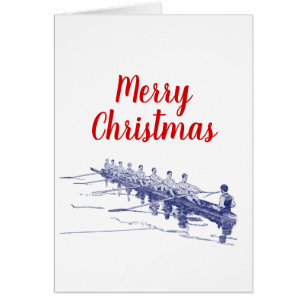 Blue Rowing Rowers Crew Team Water Sports #3 Xmas Cards