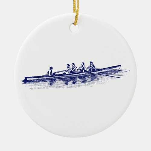 Blue Rowing Rowers Crew Team Water Sports Ceramic Ornament