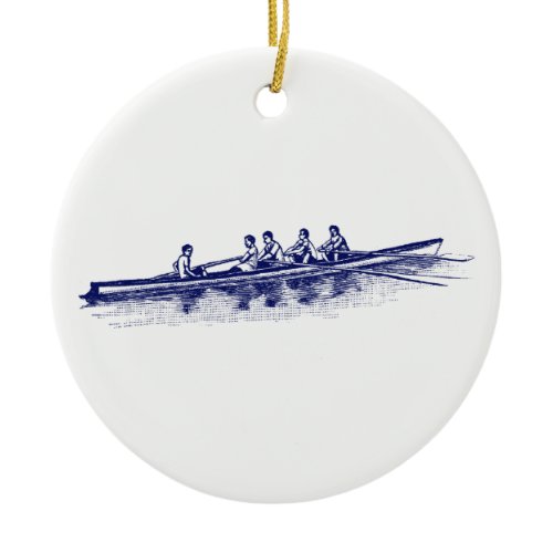 Blue Rowing Rowers Crew Team Water Sports Ceramic Ornament