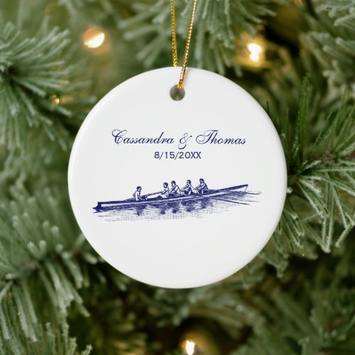 Blue Rowing Rowers Crew Team Water Sports Ceramic Ornament