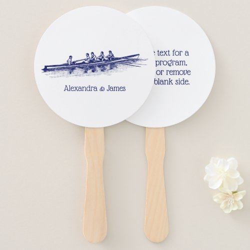 Blue Rowing Rowers Crew Team Water Sports Hand Fan