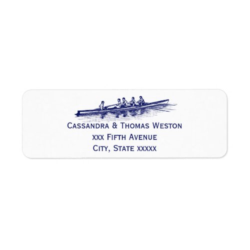 Blue Rowing Rowers Crew Team Water Sports Label