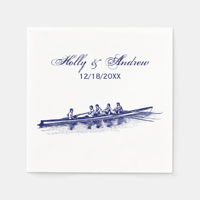 Blue Rowing Rowers Crew Team Water Sports Napkins (Front)
