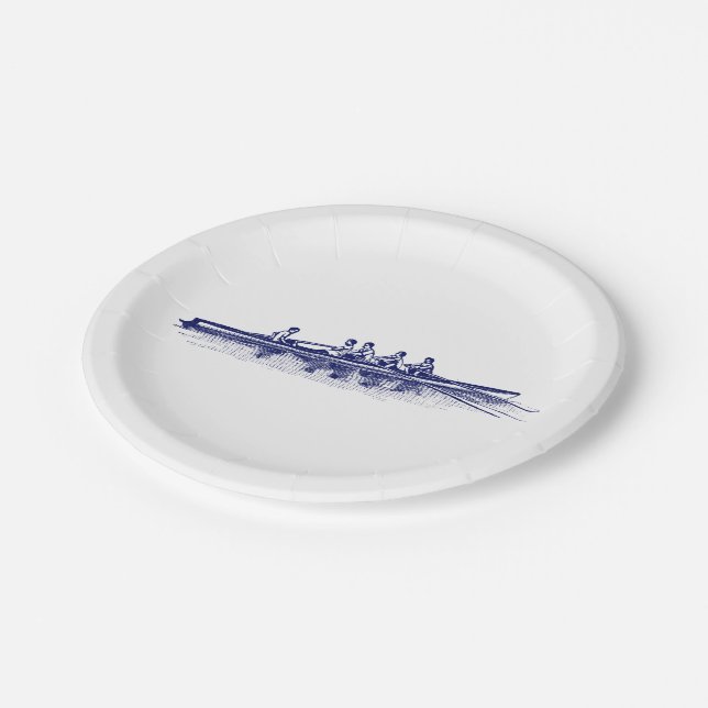 Blue Rowing Rowers Crew Team Water Sports Paper Plates (Angled)