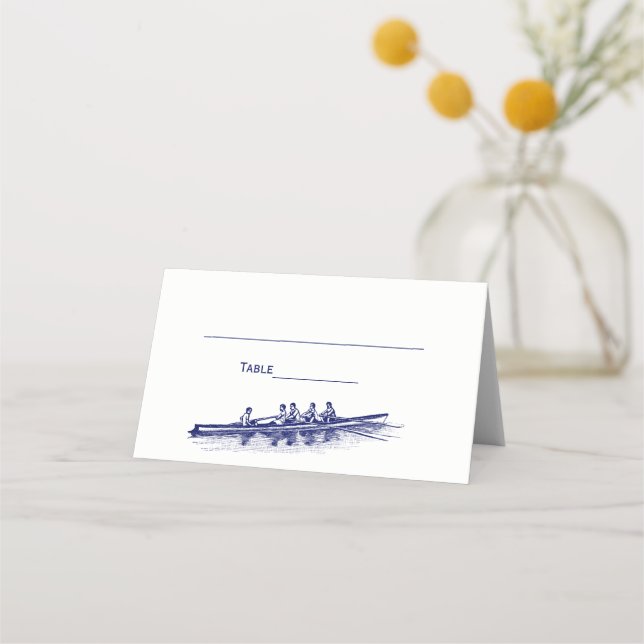 Blue Rowing Rowers Crew Team Water Sports Place Card (Front)