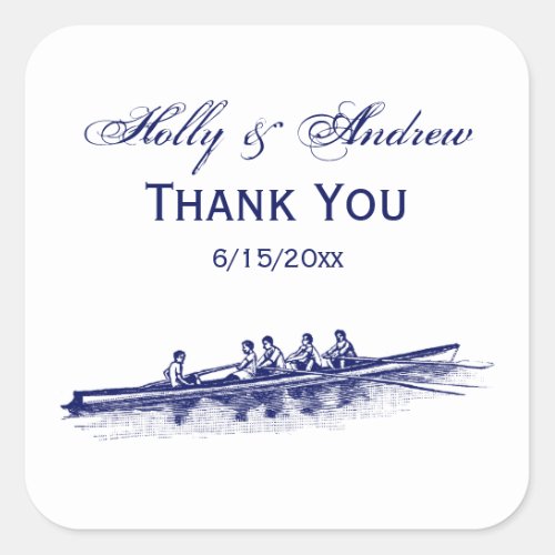 Blue Rowing Rowers Crew Team Water Sports Square Sticker