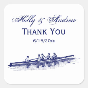 Blue Rowing Rowers Crew Team Water Sports Square Sticker