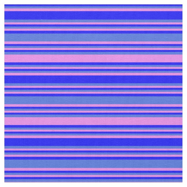 Blue, Royal Blue, and Violet Lined Pattern Fabric (Close Up)