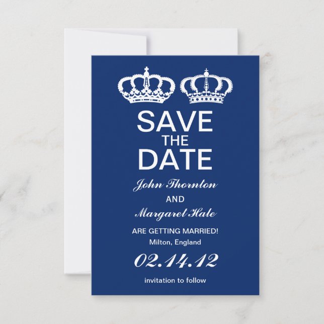 Blue Royal Couple Save the Date (Front)