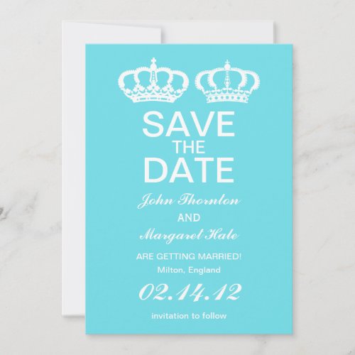 Blue  Royal Couple Save the Date Invitations